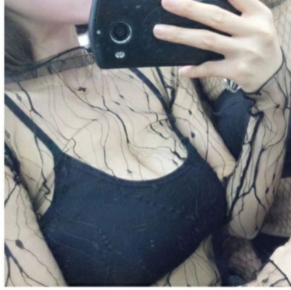 Sexy Mock Neck Mesh Top